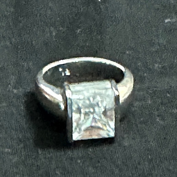 GET ENGAGED Bold Statement Modernist Square CZ & Silver Ring Size 7 - Picture 10 of 16